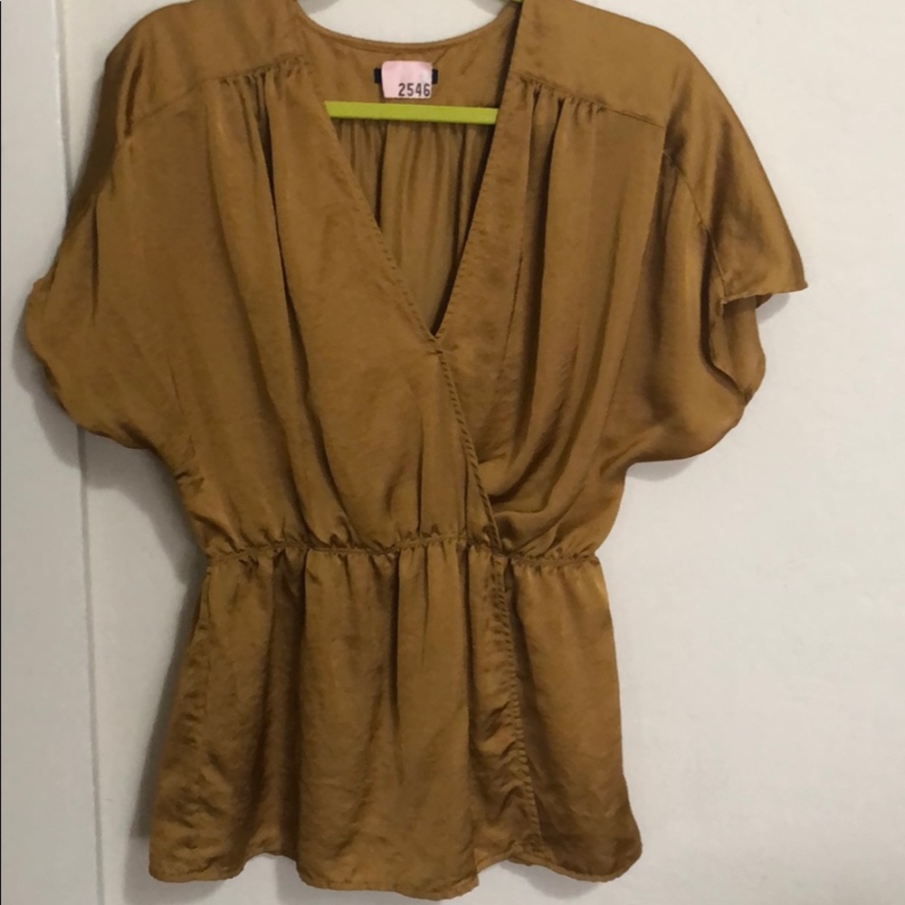 Gap Silk Poly Blouse color mustard size M